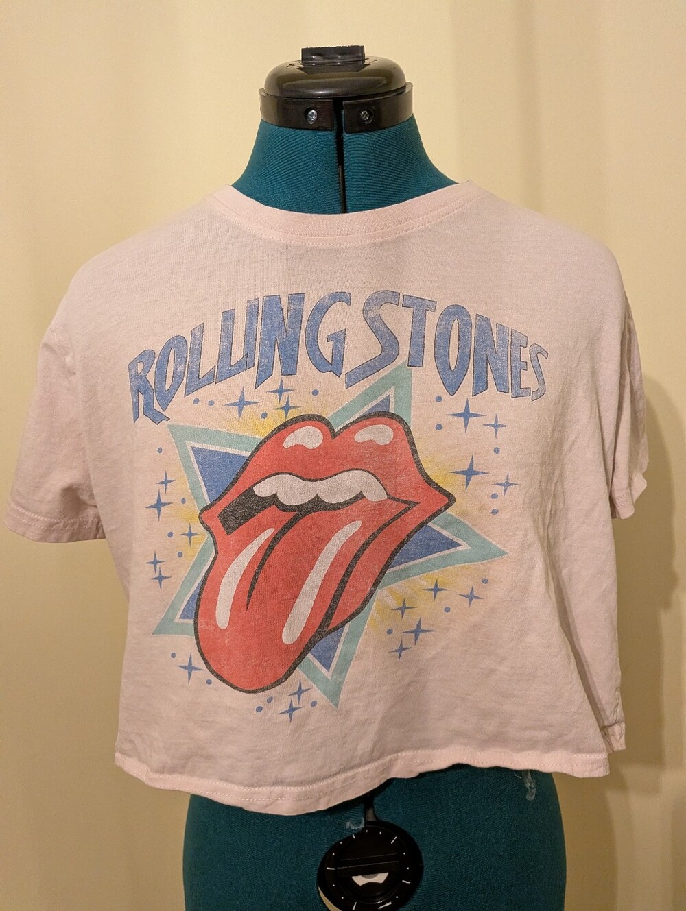 the Rolling Stones Pink Graphic Crop Tee
